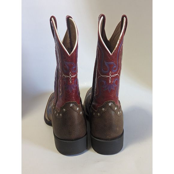 Ariat Square Toe Youth Red White Blue Western Boot Size 3 - Picture 3 of 9